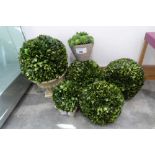 +VAT 6 artificial boxus shrubs, some in decorative urns