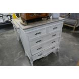Modern white chest of 2 over 3 drawers with lime washed surface (Laura Ashley)