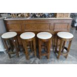 Dark oak marble topped bar with 4 matching stools