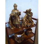 +VAT 4 gold coloured ornamental pots and figures