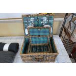 Picnic basket set including plates, glassware, cutlery etc.