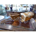 Wooden model cart and caravan