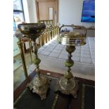 2 brass and onyx smokers stands