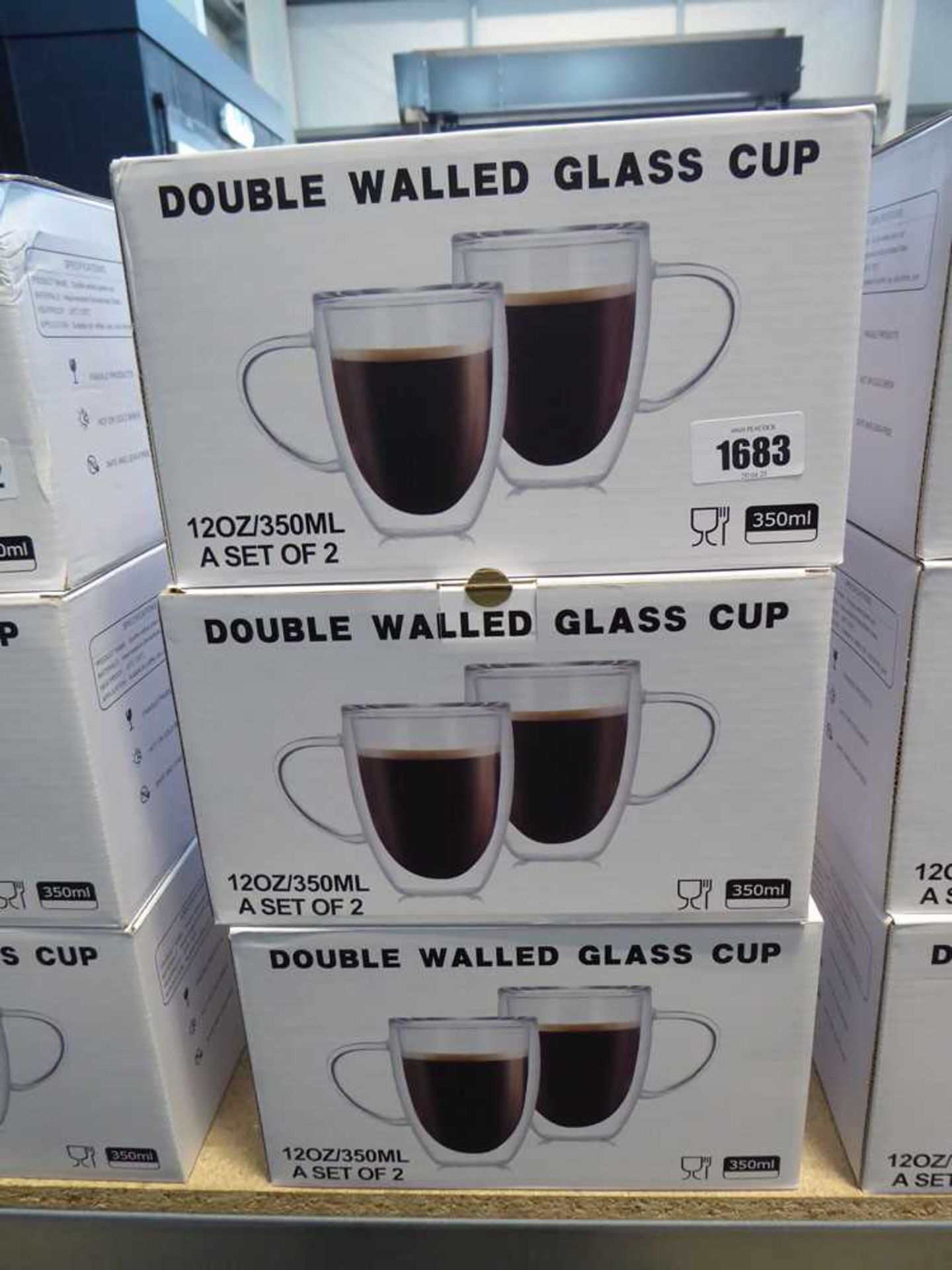 3 sets of 2 double walled glass cups
