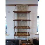 Hanging 4 tier cane and rope Oriental shelving unit