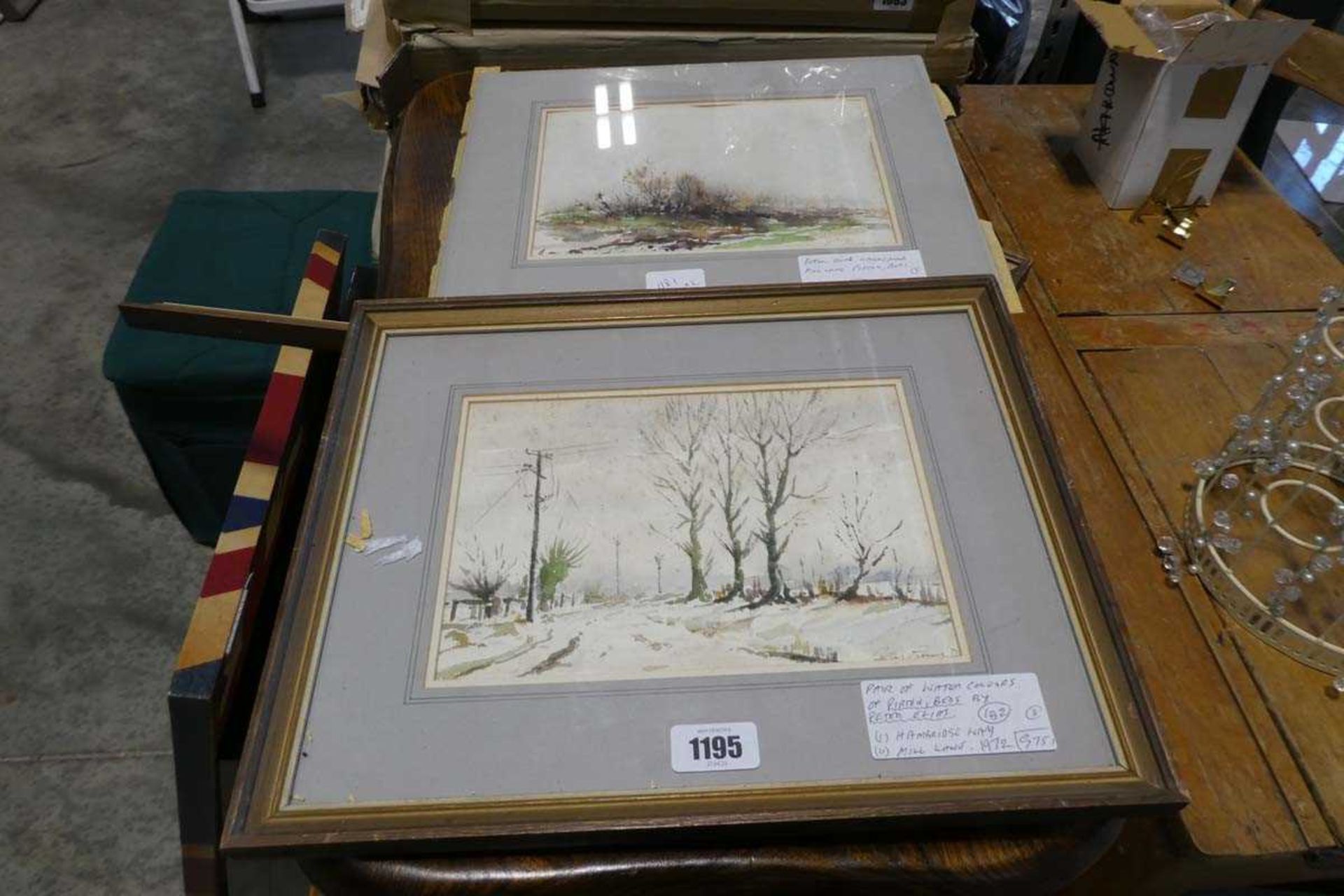 Collection of 2 framed watercolours by Peter Elias - Mill Lane and Hambridge Way, Pirton