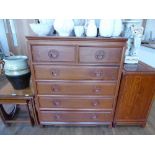 Oriental hard wood chest of 2 over 4 drawers