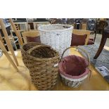 3 various wicker baskets