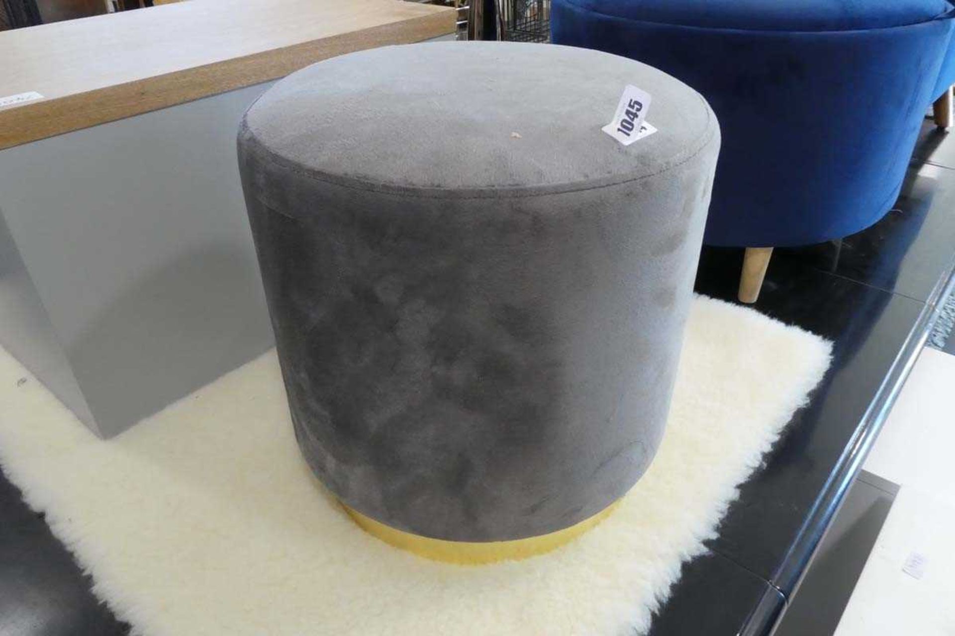 +VAT Grey suede and brass effect poufe