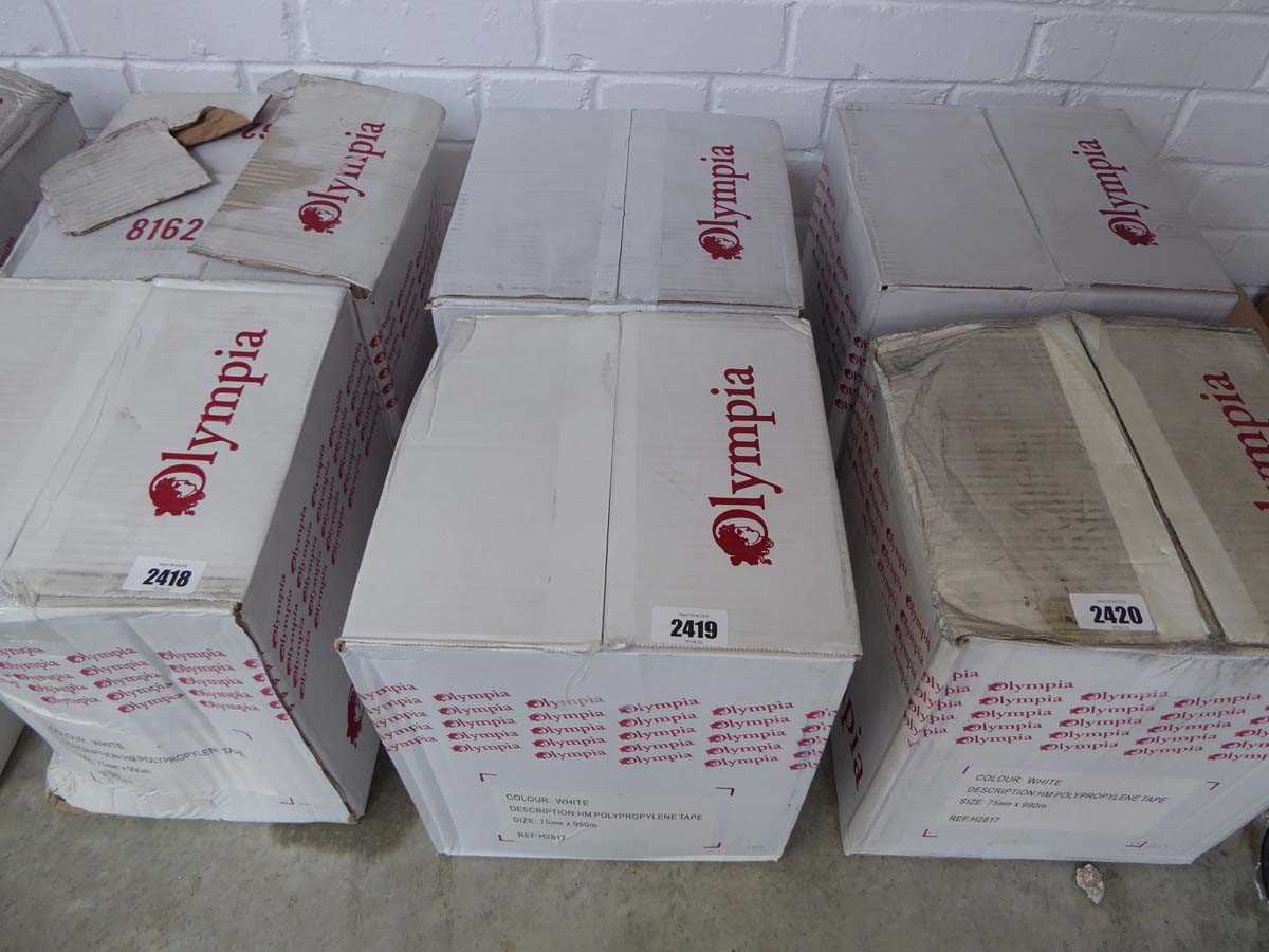 2 boxes of Olympia white 75mmx990m HM polypropylene tape