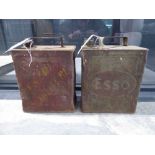 Esso Petroleum spirit can with cap and a Shell Petroleum spirit can with cap