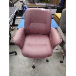+VAT Pink leatherette office armchair on chrome 5 star base