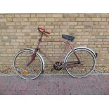 Vintage single speed red Post Office cycle with fitted front light