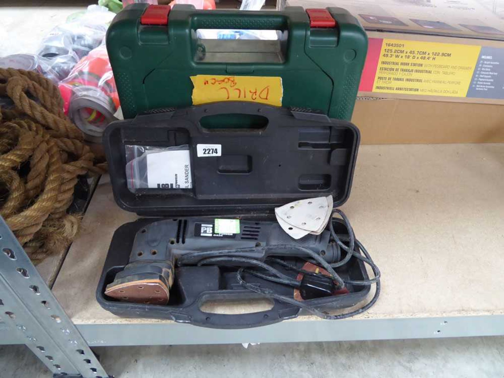 Cased sander together with Bosch electric drill