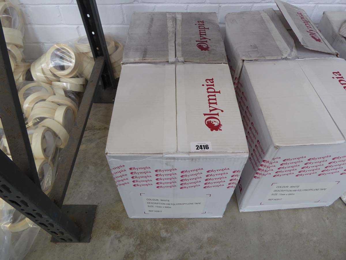 2 boxes of Olympia white 75mmx990m HM polypropylene tape