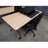 +VAT 3 piece office suite comprising light wood folding desk with lightwood 3 drawer pedestal and