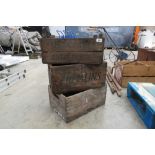 3 early 20th Century wooden crates; Whitbread, Fremlins & Alfred Baker, Covent Garden