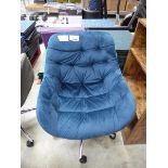 +VAT Blue fabric button back office armchair on chrome 5 star base