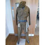 Royal Artillery outfit including jacket, trousers, braces, cap and overcoat, together with a