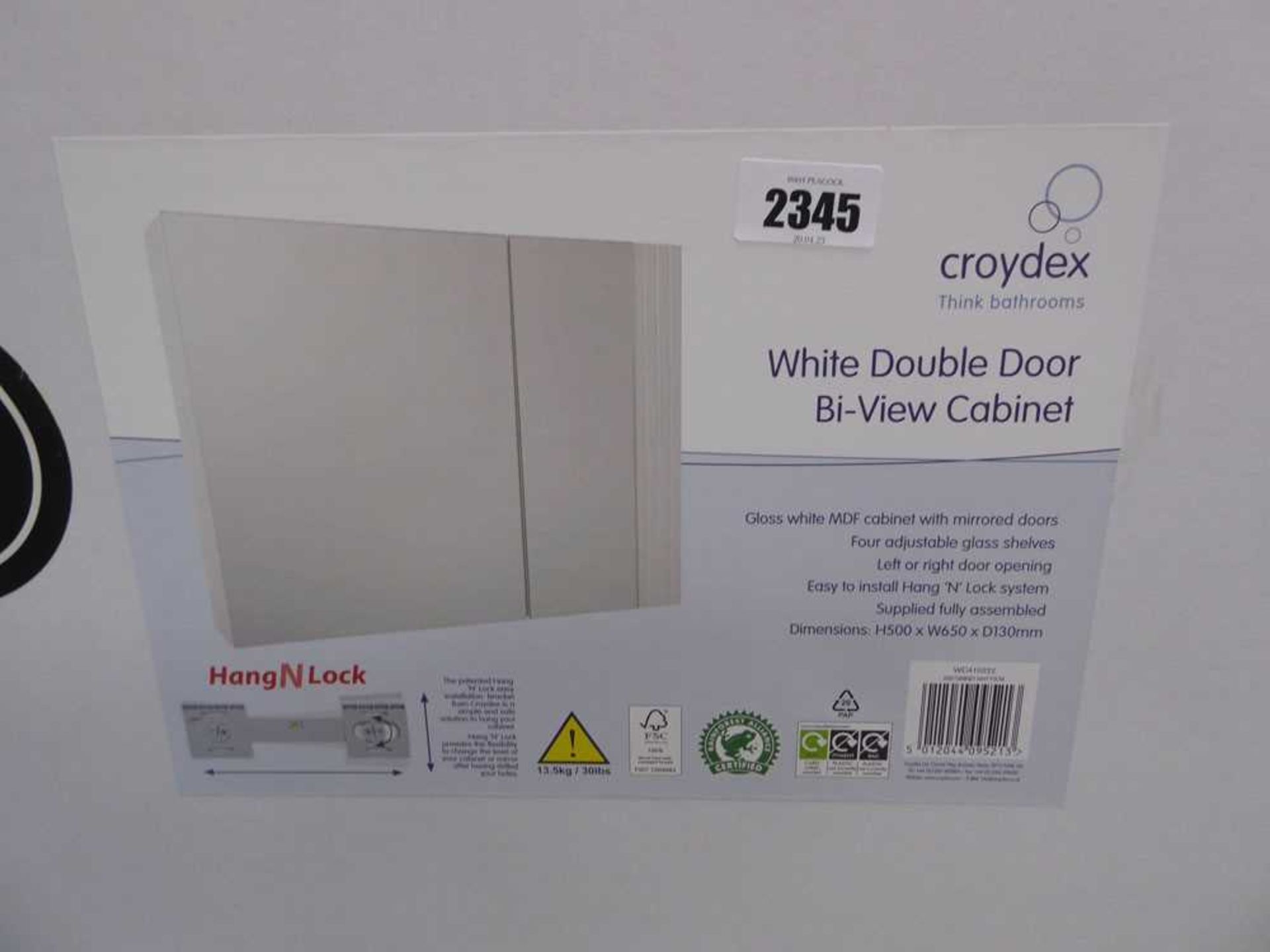 Boxed Croydex white double door bathroom cabinet - Image 2 of 2