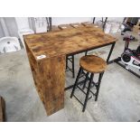 +VAT Wooden and aluminium framed breakfast bar set with 2 matching stools