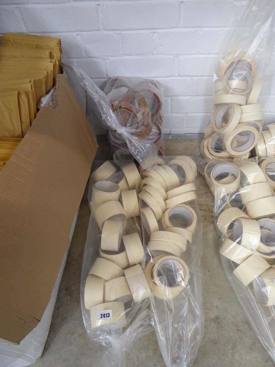 2 bags of masking tape with bag of brown tape