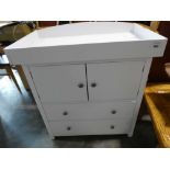 +VAT Modern white baby changing unit with cupboard storage and drawers below