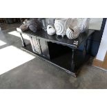 Reproduction dark oak coffee table/entertainment unit