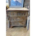 Small walnut chest of 3 drawers