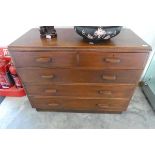 Stained teak chest of 2 over 3 drawers