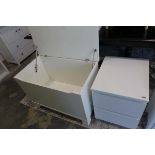 Modern white storage chest and modern white chest of 2 drawers