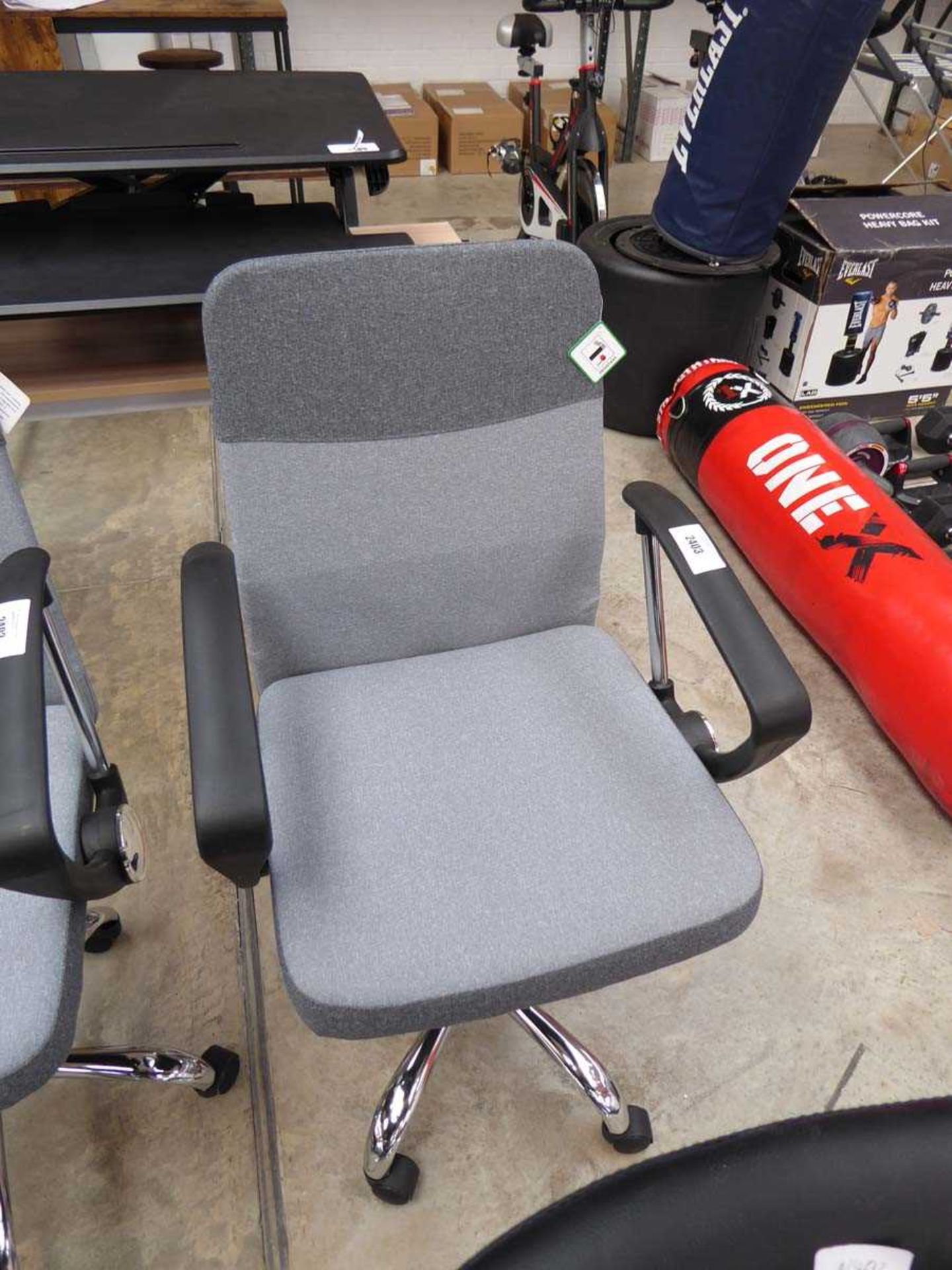 +VAT 2 tone grey cloth office armchair on 5 star chrome base