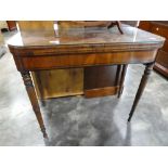 Inlaid mahogany folding card table with glass surface