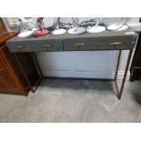 +VAT Modern 2 drawer side table on brass effect baseMajor scratches