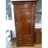 French Grange hardwood single door wardrobe with 2 drawers to base