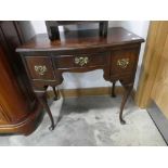 Small mahogany effect bow front 3 drawer side table