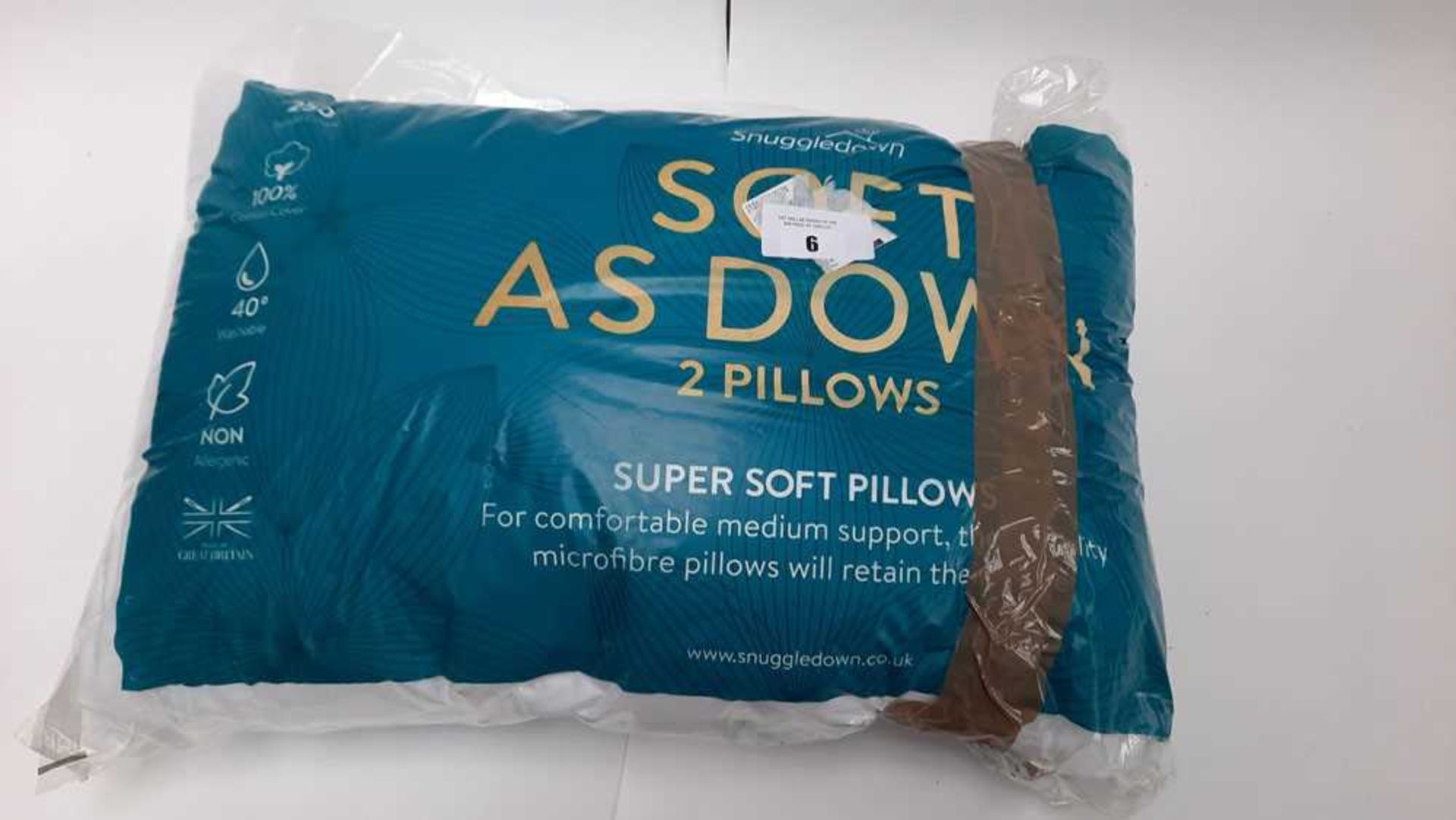 +VAT 2x Snuggledown soft as down pillows in bag