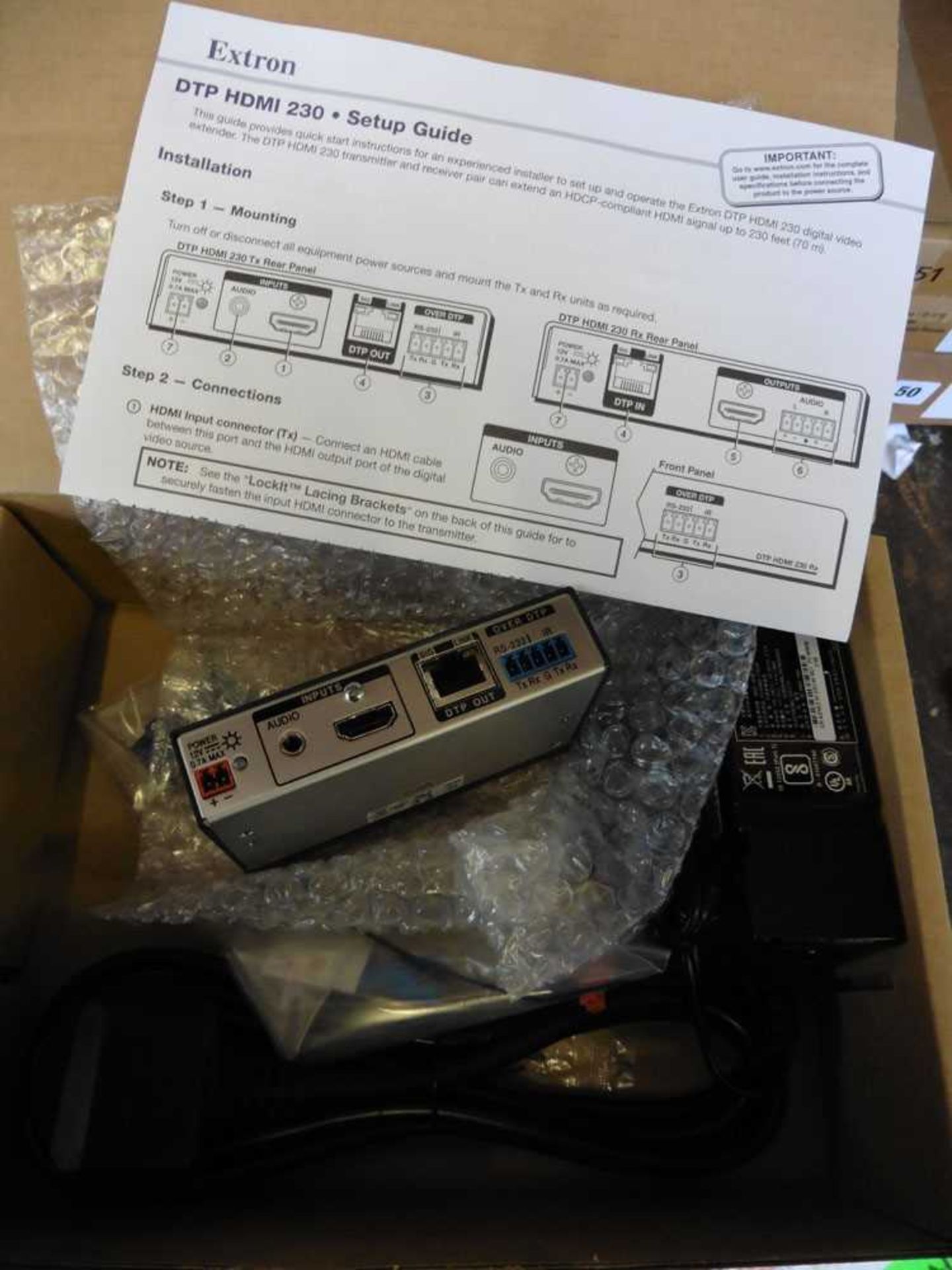 +VAT Extron DTP HDMI 320 TX 4K transmitter with power supply, accessories and box - Image 2 of 3