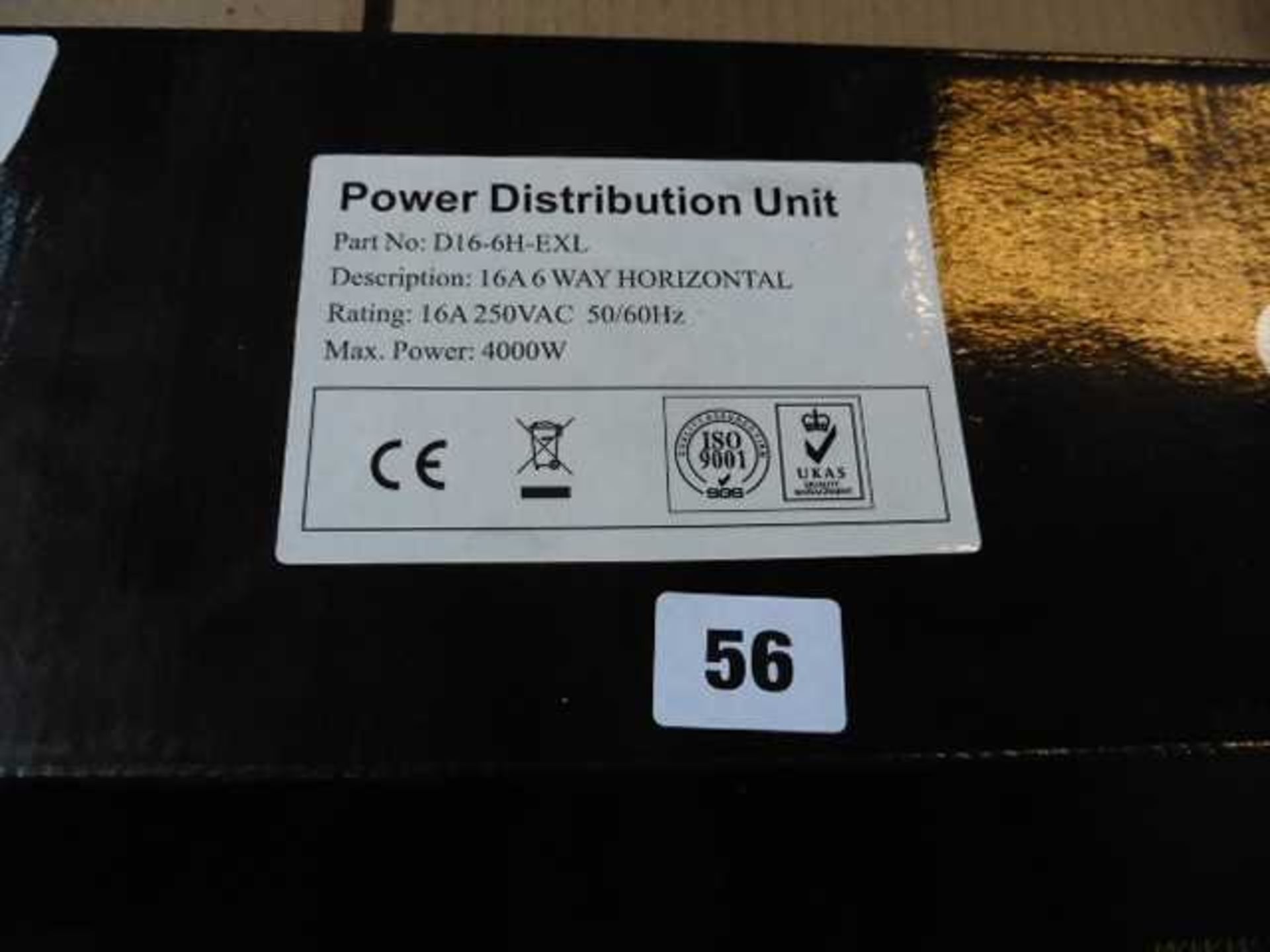 +VAT Excel power distribution unit 16A 6-way horizontal max power 4kw - Image 3 of 4