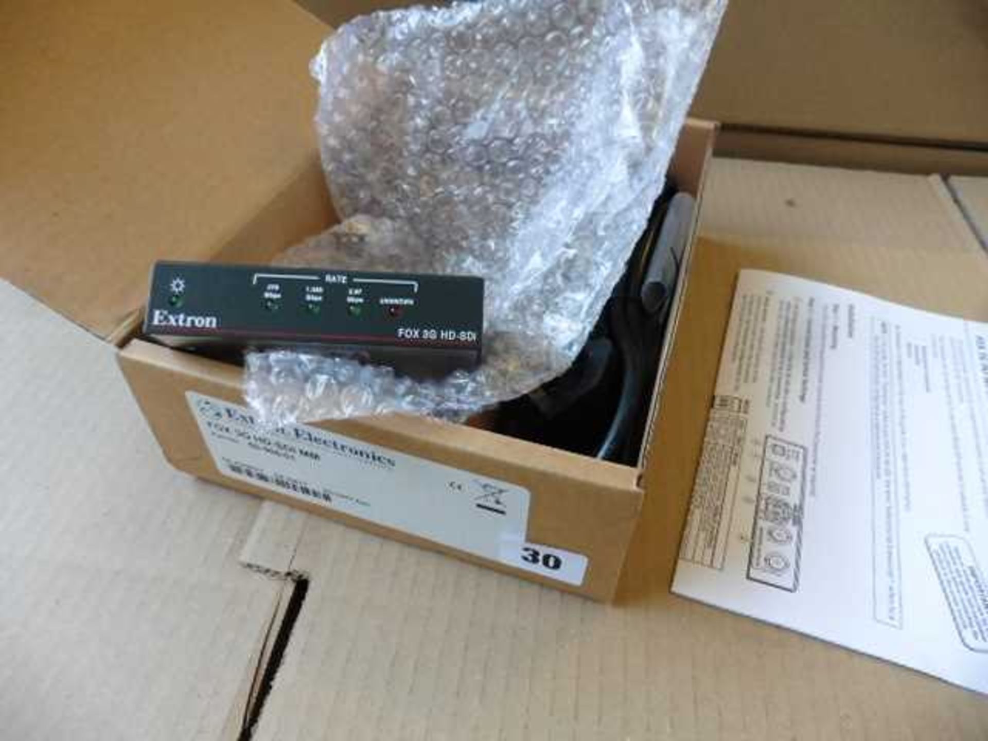 +VAT Extron Fox 3G HD-SDIMM transceiver with box, missing power supply