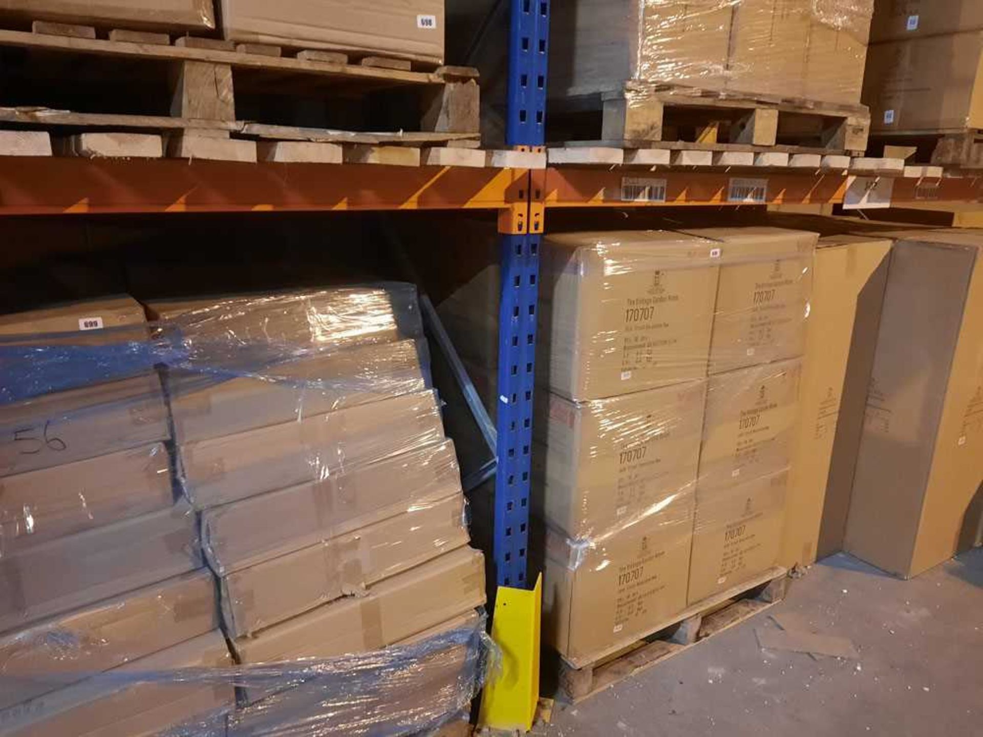 +VAT 20 running bays of heavy duty boltless pallet racking to include 23 5m tall blue uprights - Image 9 of 9