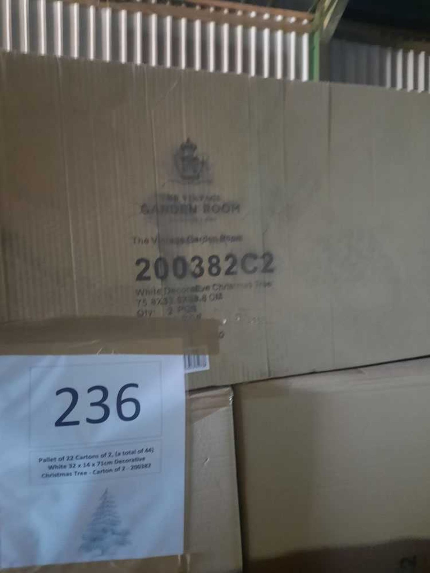 +VAT Pallet of 22 Cartons of 2, (a total of 44) White 32 x 14 x 71cm Decorative Christmas Tree - - Image 3 of 3