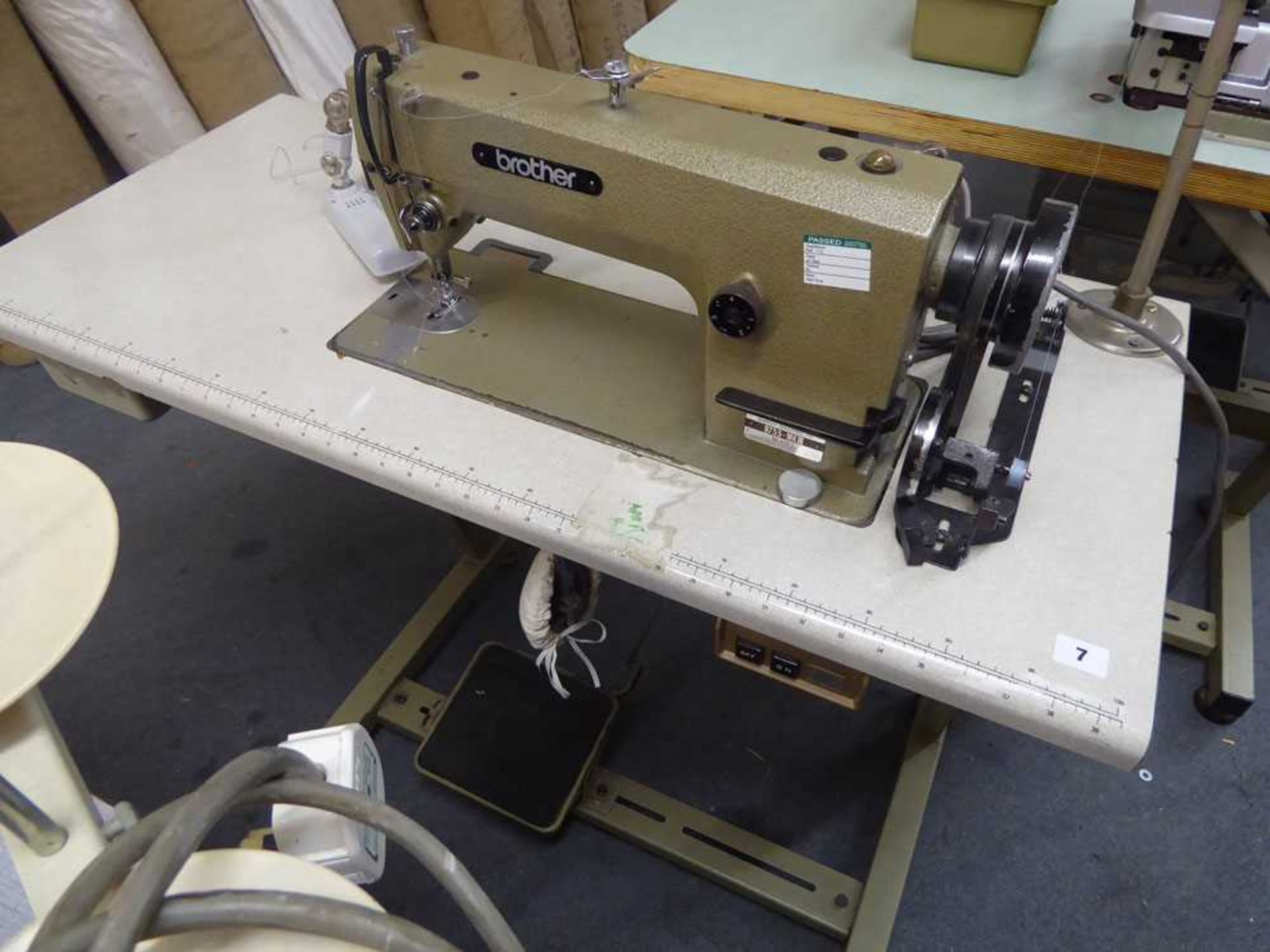 +VAT Brother single needle flatbed sewing machine model: B755-MKIII serial no. A8607795