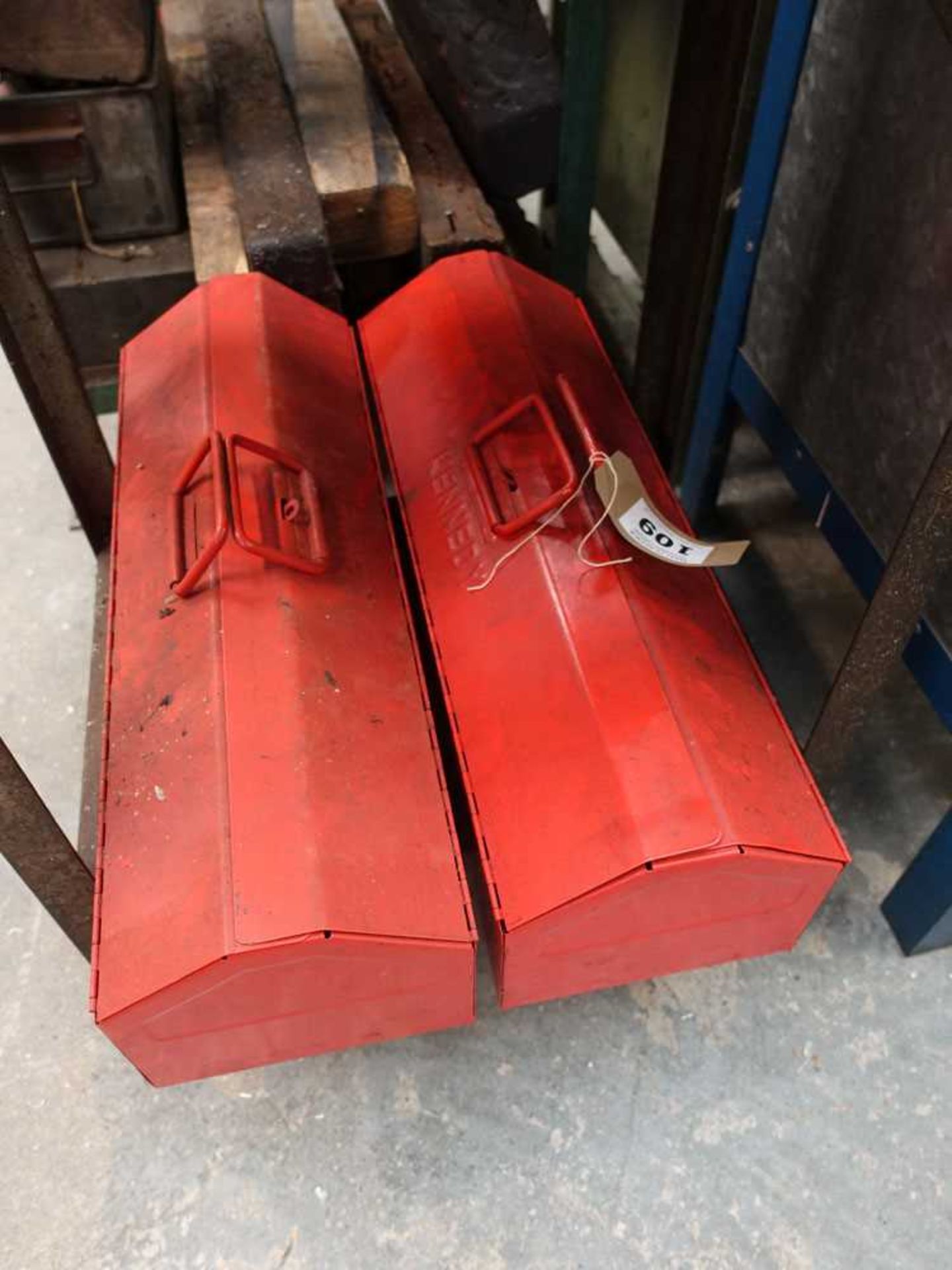 2 red Kennedy toolboxes with contents of tooling