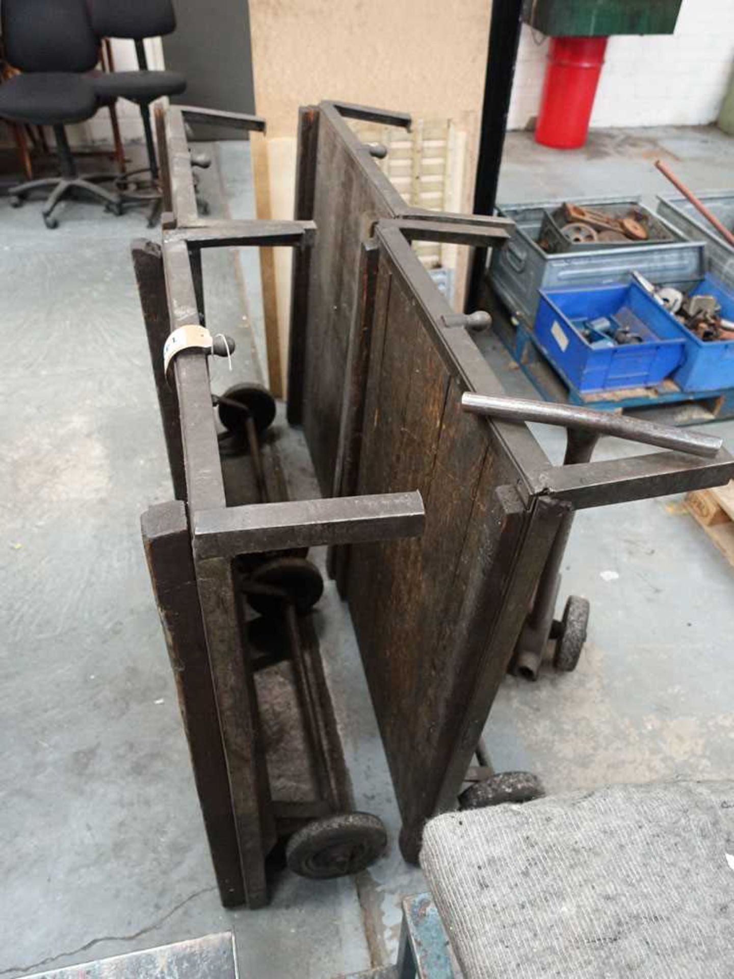 Four vintage 2 wheel platform type barrow with heavy duty bogey wheel - Image 3 of 3