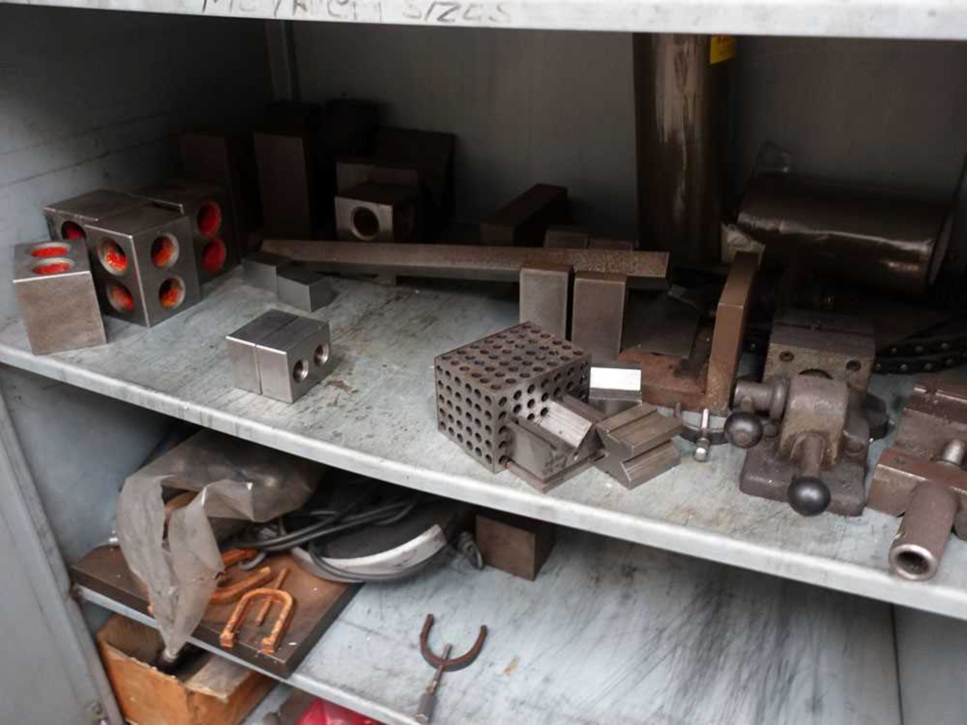 2 door metal cabinet with contents inc. drill bits, machine holders, floating reamers, chucks, - Image 8 of 9