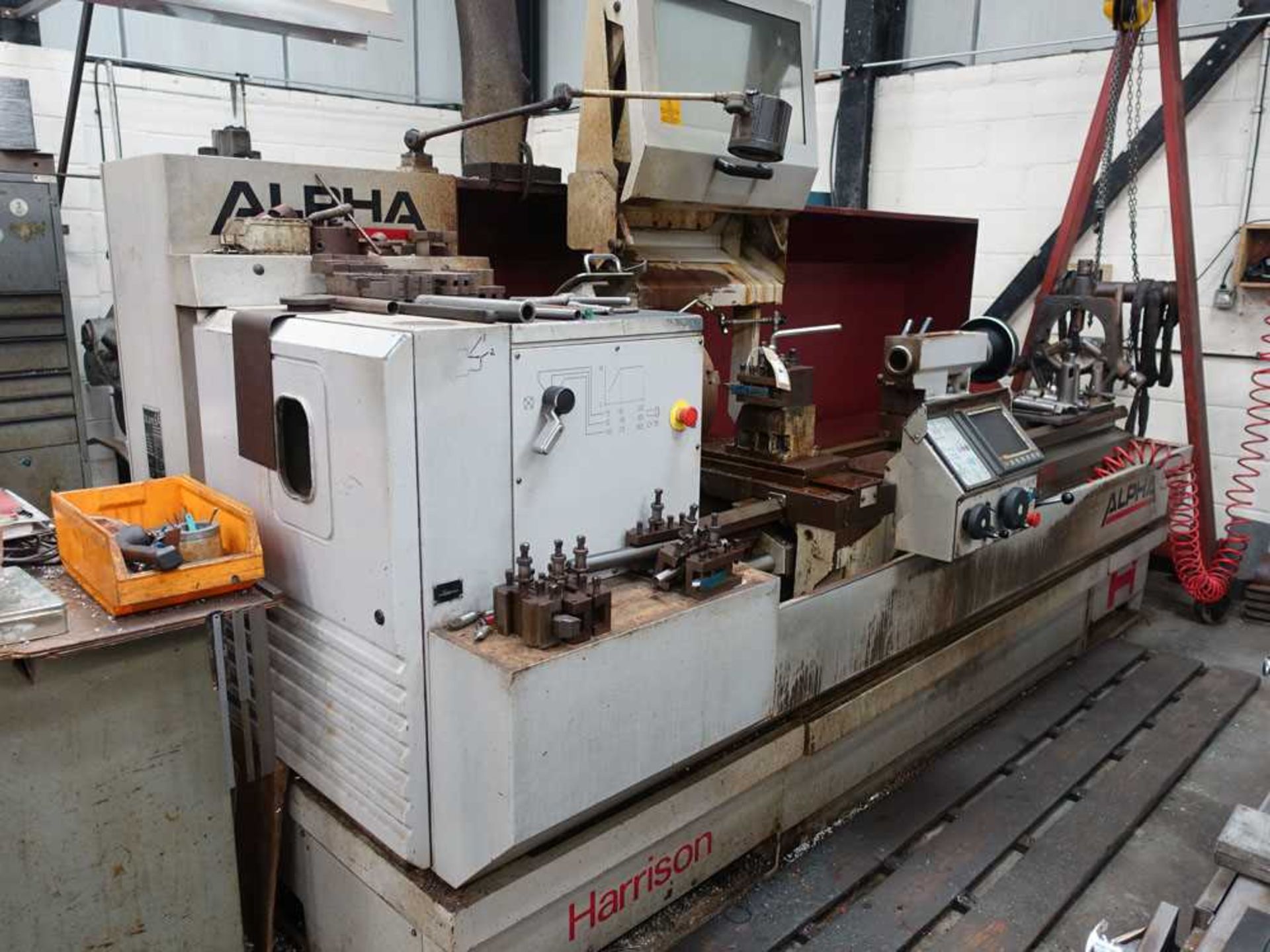 Harrison Alpha 550 CNC lathe, year 1996, serial no: A50140 with 2 x 3 jaw and 1 x 4 jaw chuck, - Image 10 of 10