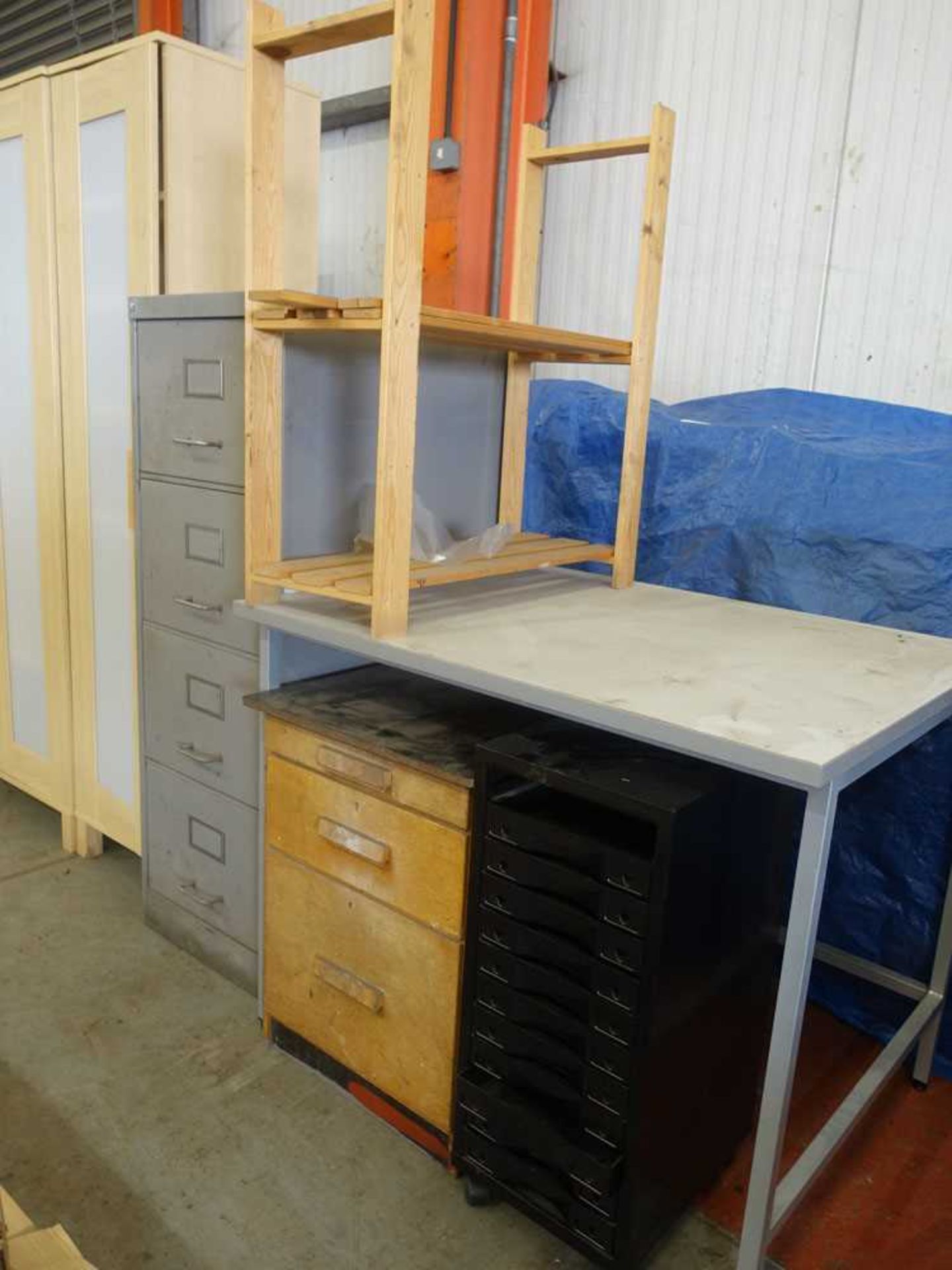 +VAT Various personal lockers, ash finish 4 drawer filing cabinet, multi drawer unit and a metal - Image 5 of 5