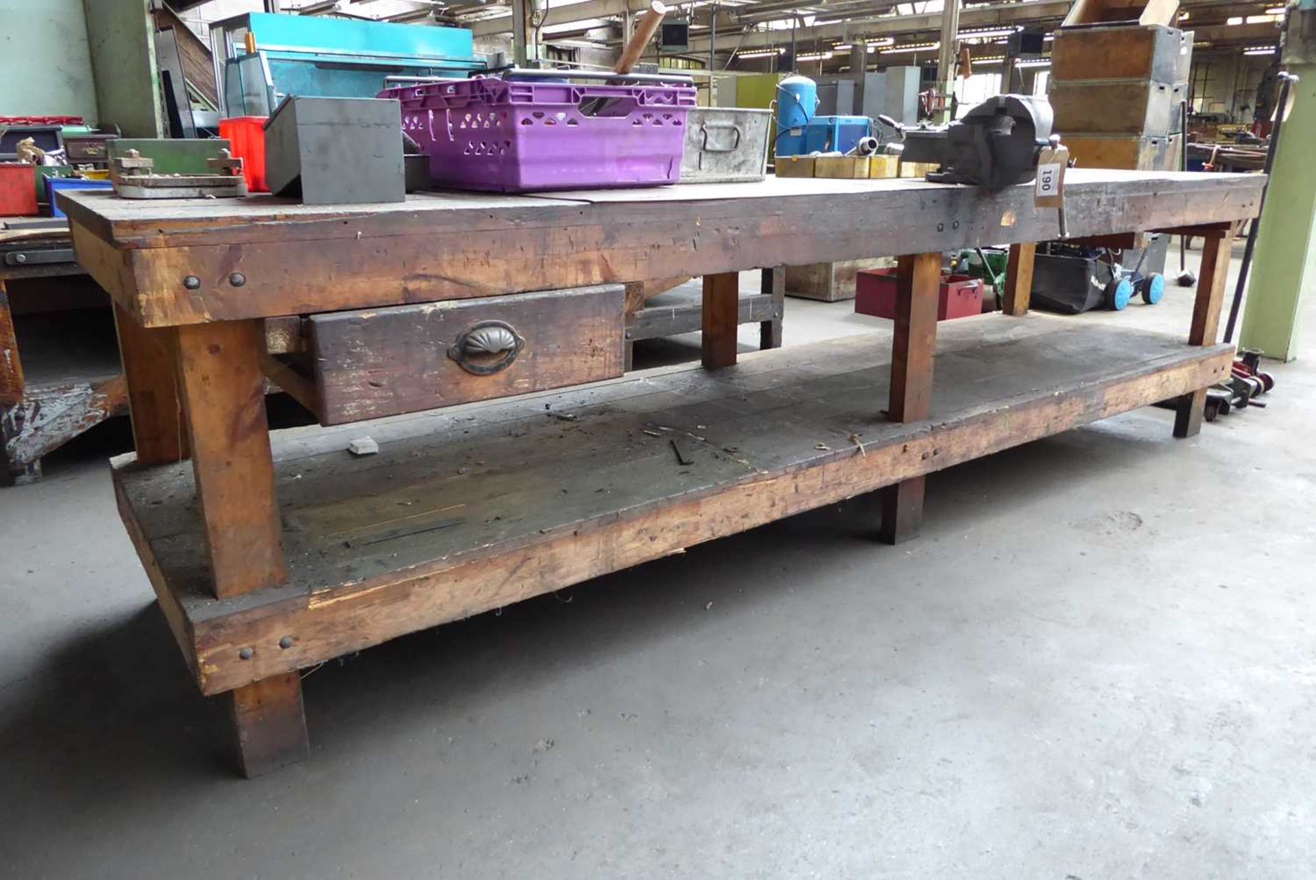 +VAT 3m wooden workbench, together with Record no. 4 engineers vice - Image 2 of 2
