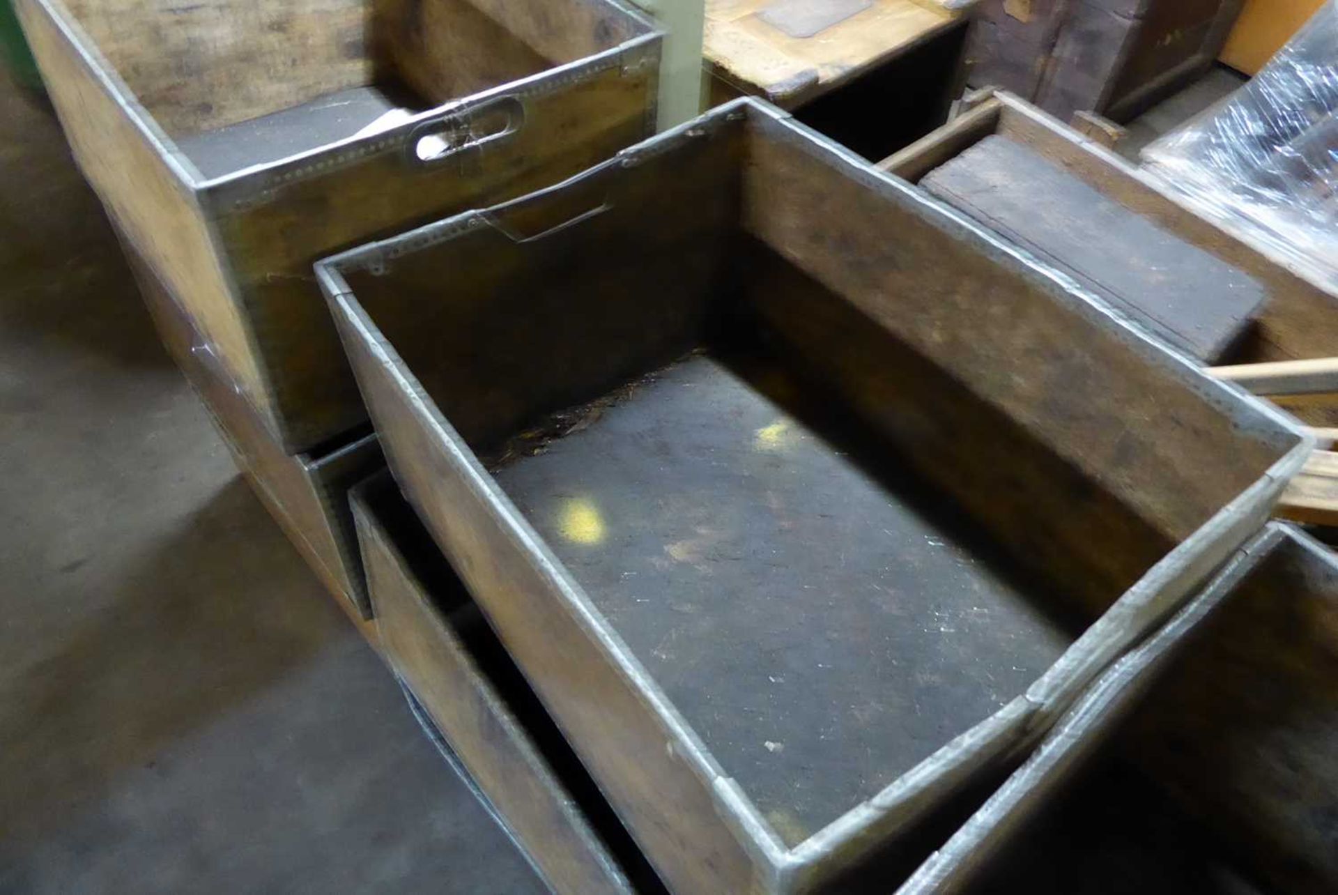 +VAT 9 metal bound wooden parts boxes - Image 2 of 2